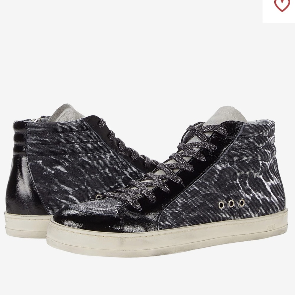 P448 Skate Glam Glitter Leopard Print High Top Sneakers.Size 39